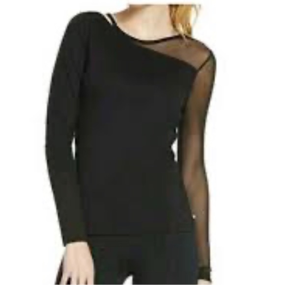 Fabletics Tops - [Fabletics] asymmetrical mesh shoulder L/S top